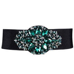 Rhinestone Belt Crystal Buckle Elastic Waistband for Women Girls