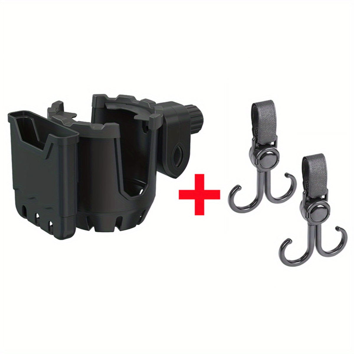 Universal Cup Holder & Hooks for Strollers Bikes