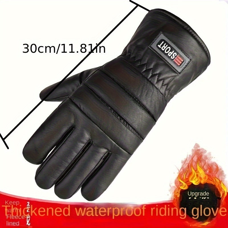 Men's Winter Velvet Waterproof Warm Gloves For Outdoor Skiing Cycling