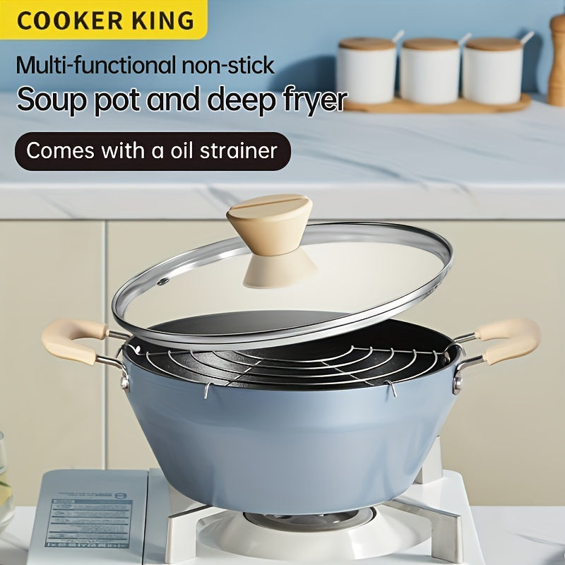 9.45%22 Nonstick Frying Pan with Draining Rack & Glass Lid