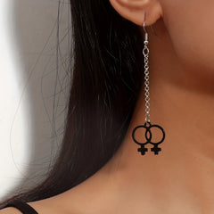 Girl Symbol Long Chain Dangle Earrings Minimalist Style Alloy Jewelry Gift