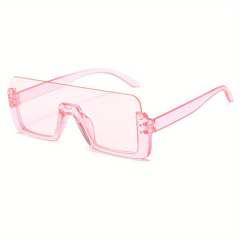 Half Frame Square Sunglasses Sun Protection Accessory for Summer Holiday