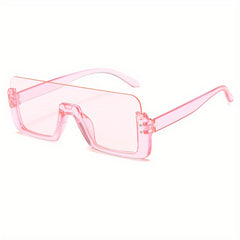 Half Frame Square Sunglasses Sun Protection Accessory for Summer Holiday