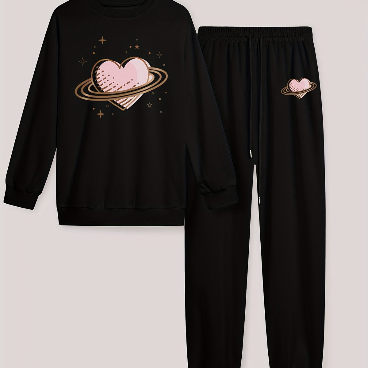  Heart Print Top & Joggers Set