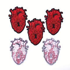 JCarp 5PCS Iron On 3D Patches Beating Heart Skulls and Rose Earth Turtle