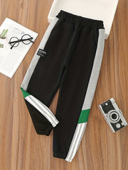 Block Letter Print Boys Casual Long Pants, Spring Autumn Kids Clothing