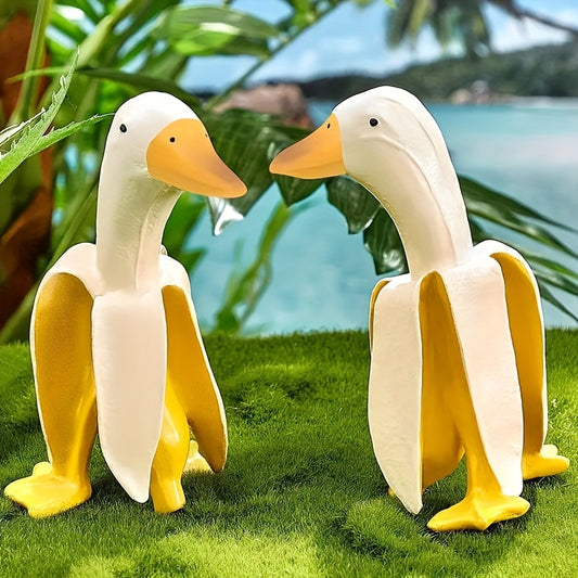 Banana Duck Statue Resin Decoration for Home Garden Office Outdoor
