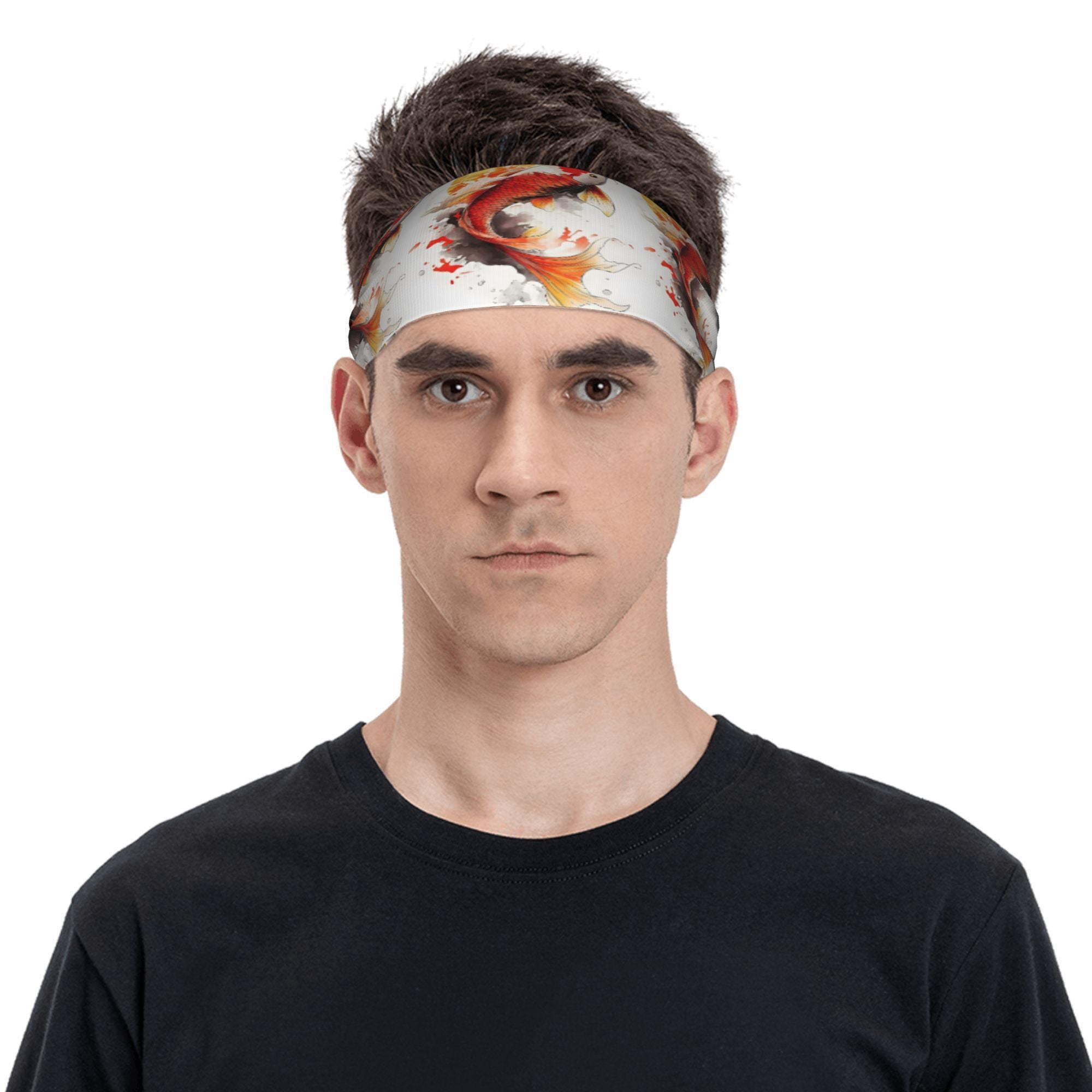 Koi Fish Sports Headband Sweat Wicking Stretchy Breathable Polyester