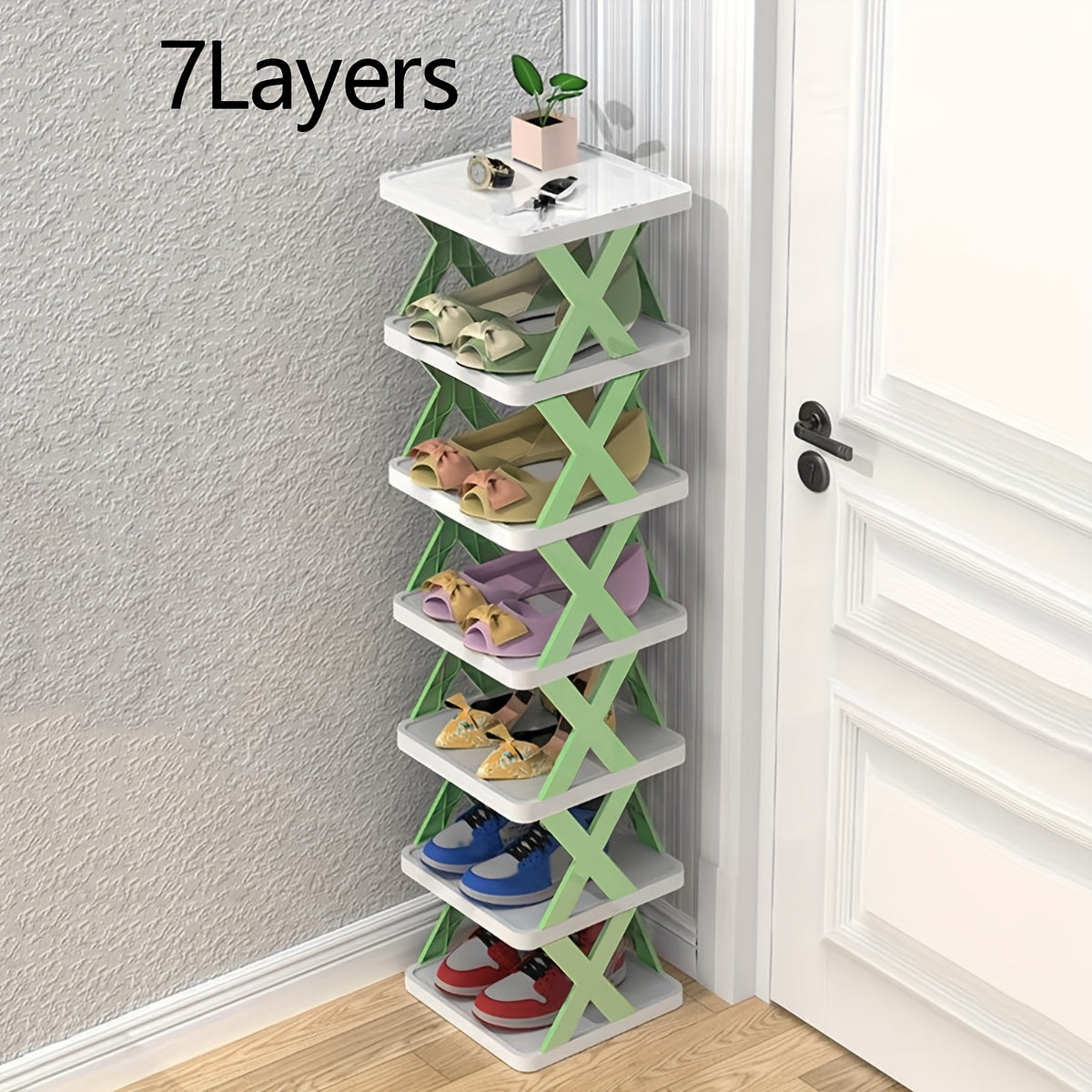 1pc Folding Stackable Shoe Rack Storage Shelf