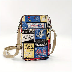 Cartoon Animal Print Phone Bag Lightweight Portable Canvas Crossbody Bag