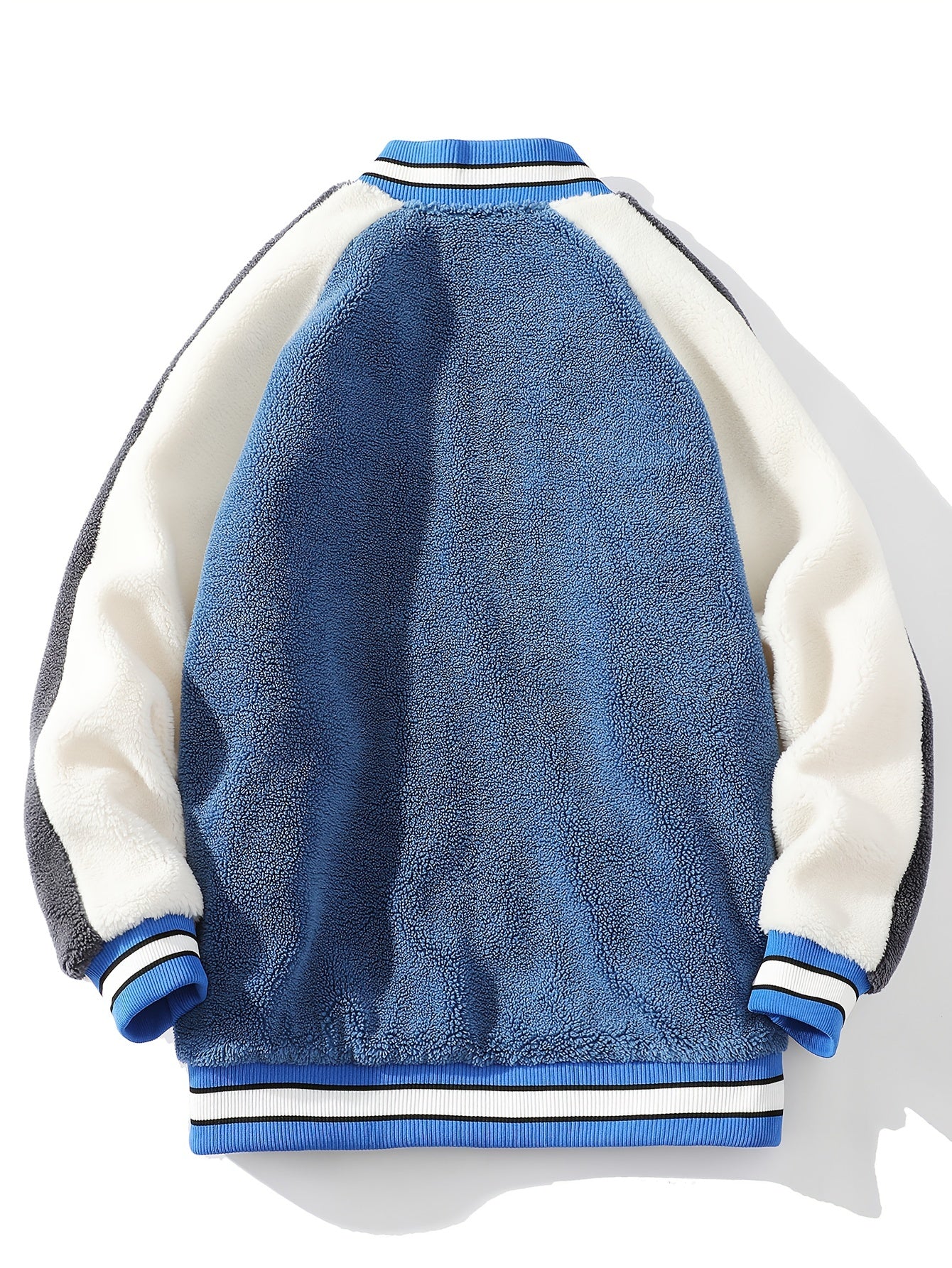 Contrast Letter Pattern Fleece Casual Jacket Women's Outerwear