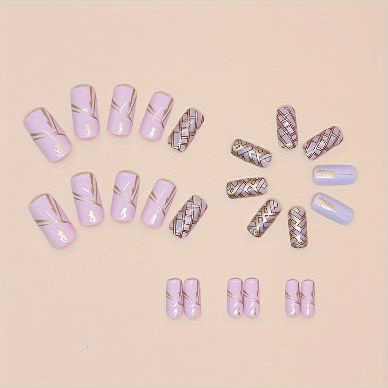 24pcs Artificial Nails Nail Glue File Set