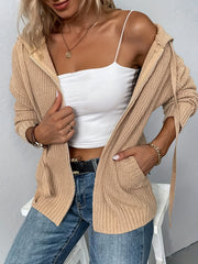  Casual Cardigan Solid Zipper Front Long Sleeve Sweater