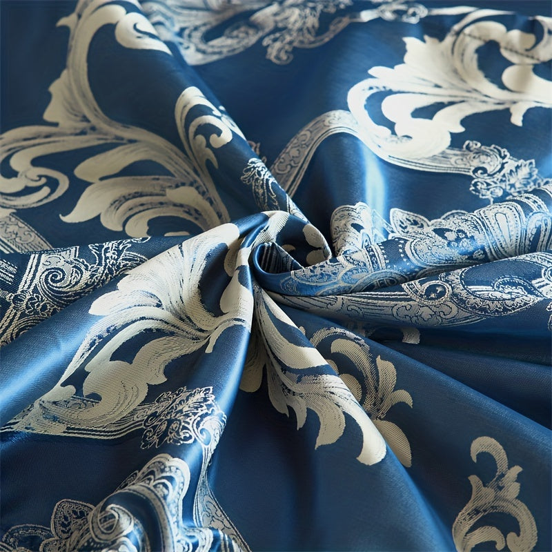 Soft Satin Jacquard Duvet Cover Set with 2 Pillowcases