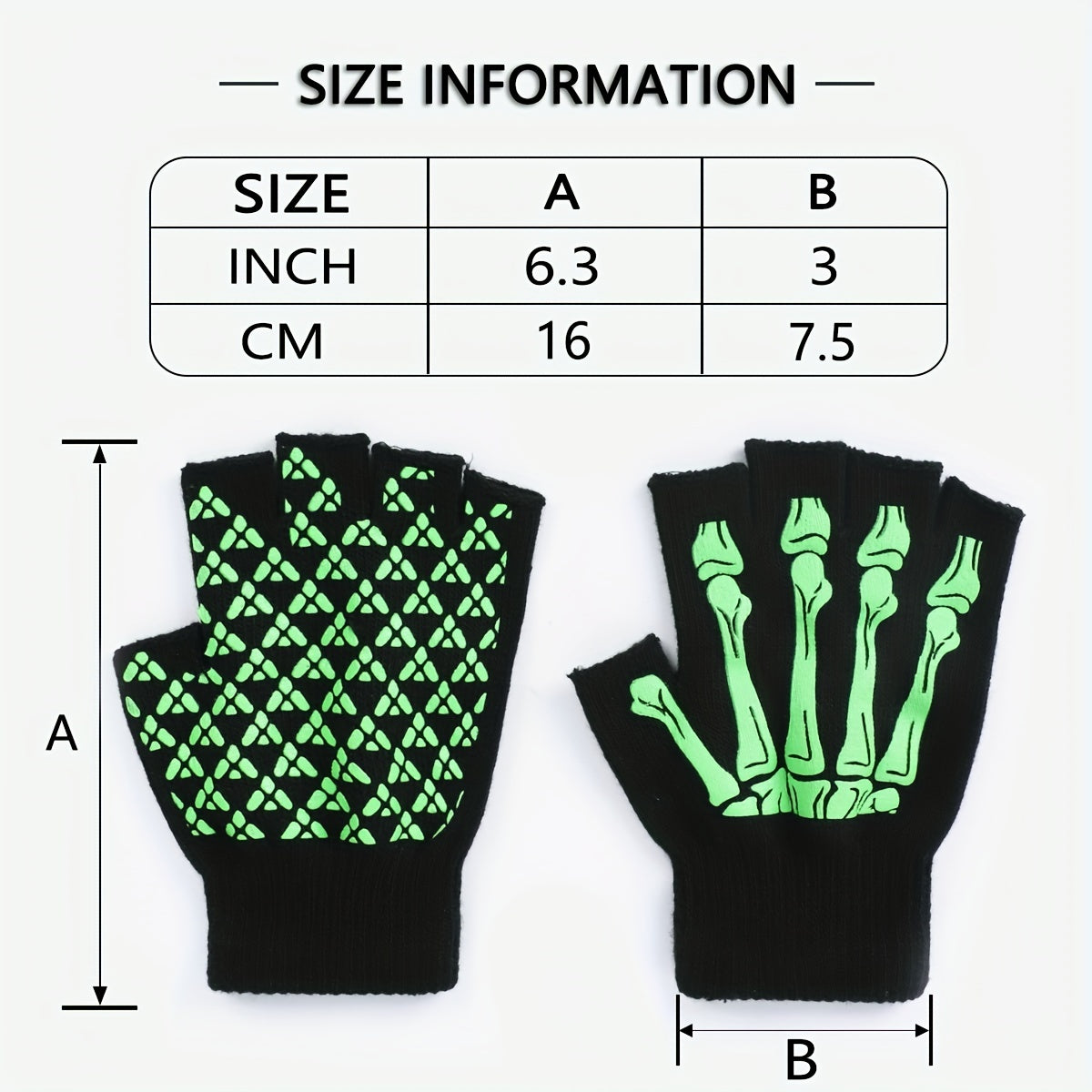 Men's Skull Skeleton Pattern Half Finger Gloves For Outdoor Halloween Gift