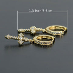 Zircon Hoop Drop Earrings Silver Plated Birthstone Gift 1Pair