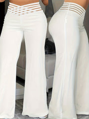  Wide Leg Trousers High Rise Cross Waist