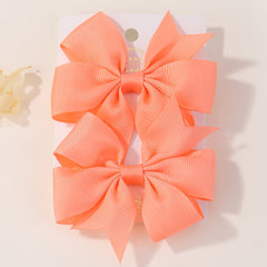 2pcs Plain Bow Hair Clip Ponytail Clip Baby Girls Hair Accessories