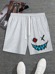 Smile Print Men's Activewear Drawstring Shorts