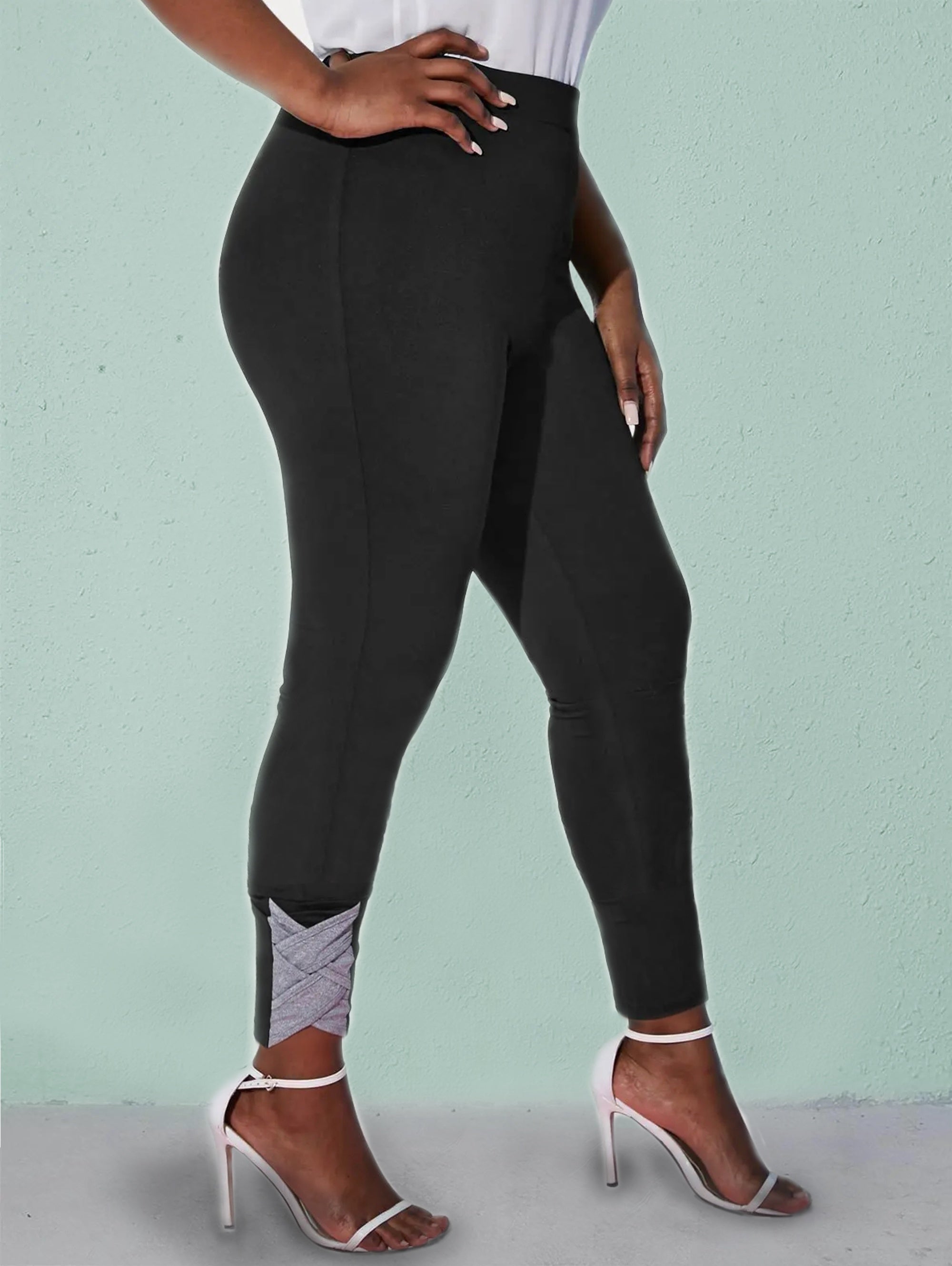 High Waist Leggings with Cross Detail
