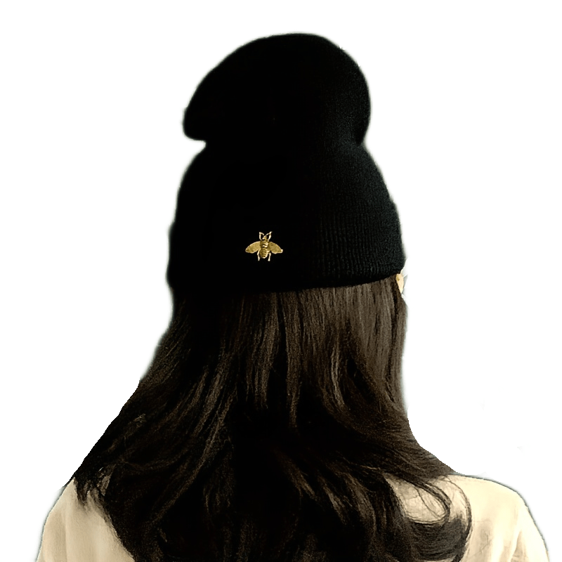 Bee Embroidery Couple Beanie Unisex Knit Hat Hip Hop Skull Hats