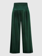 Velvet High Rise Wide Leg Trousers Plus Size