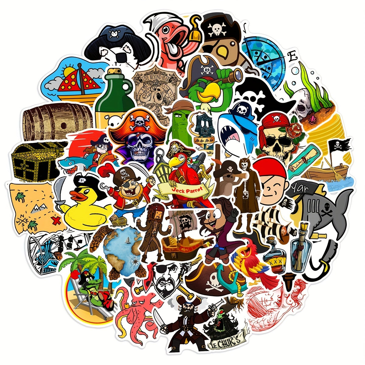 50pcs Cartoon Pirate Stickers Adults Waterproof Decals Water Bottles Laptops