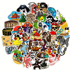 50pcs Cartoon Pirate Stickers Adults Waterproof Decals Water Bottles Laptops