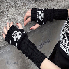 Gothic Skull Cuff Lolita Long Knit Sleeve Sock Cover