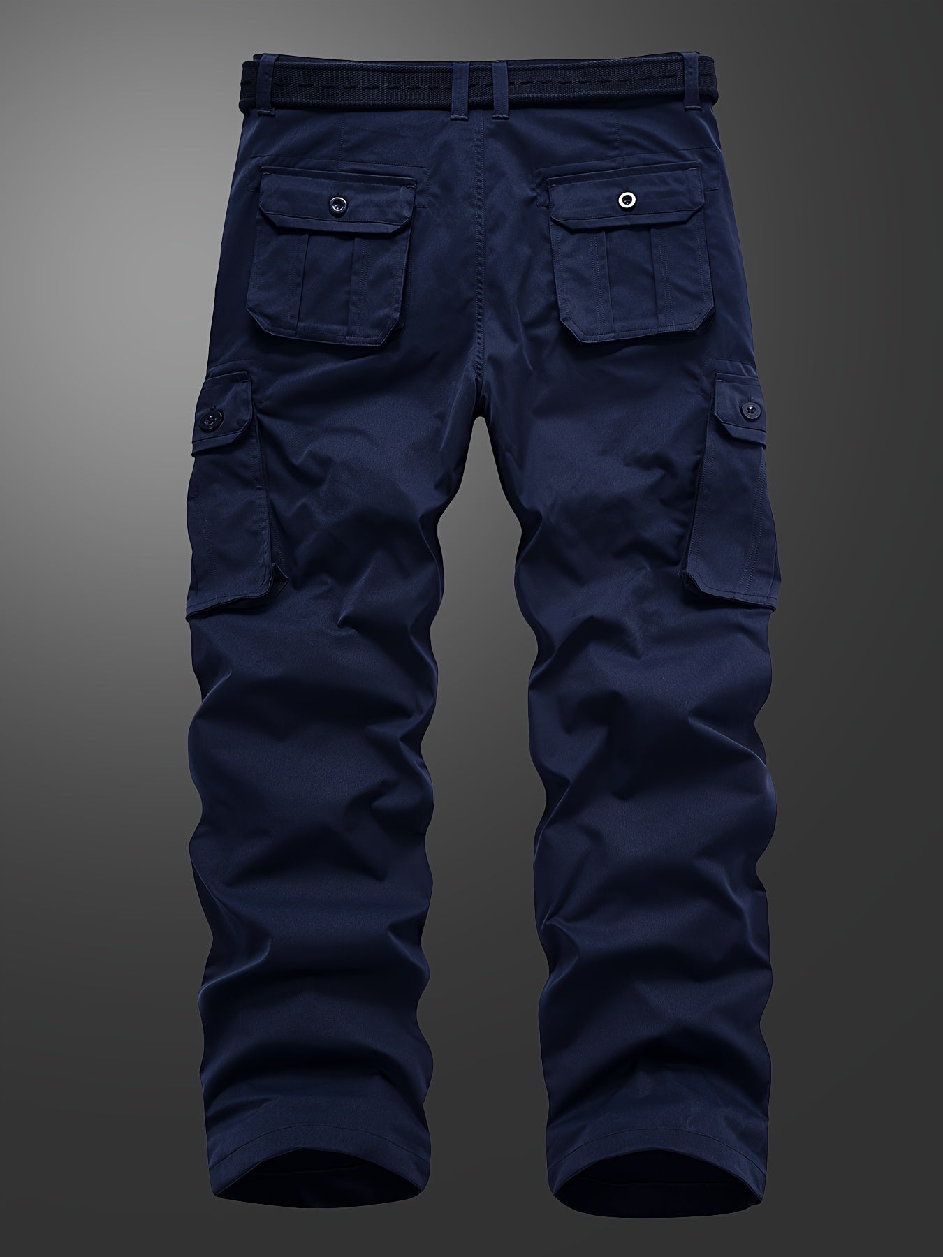 Men's Straight Leg Cargo Pants with Solid Flap Pockets