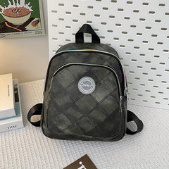 Casual Rhombus Waterproof PU Leather Backpack