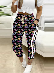  Plaid Print High Rise Drawstring Pants