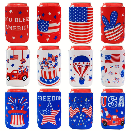 12pcs Pattern Insulated Beer Can Cooler Set for Various Events