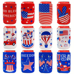 12pcs Pattern Insulated Beer Can Cooler Set for Various Events