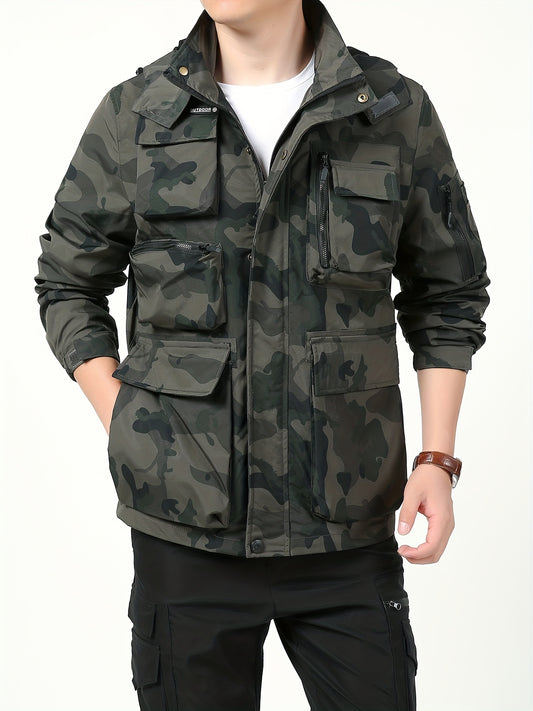 Men's Camo Hooded Jackets Comfy Military Style Coats