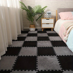 10pcs Plush Puzzle Foam Floor Mat Interlocking Carpet Protective Comfort Pads