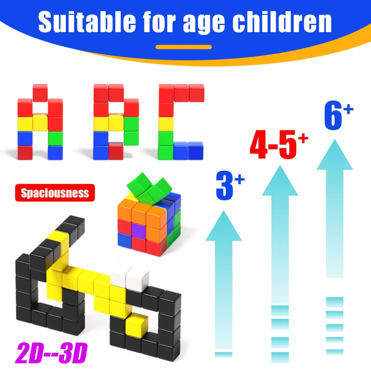 Magnetic Building Blocks Set 48 & 100pcs Small Cubes Sensory Educational Toys
