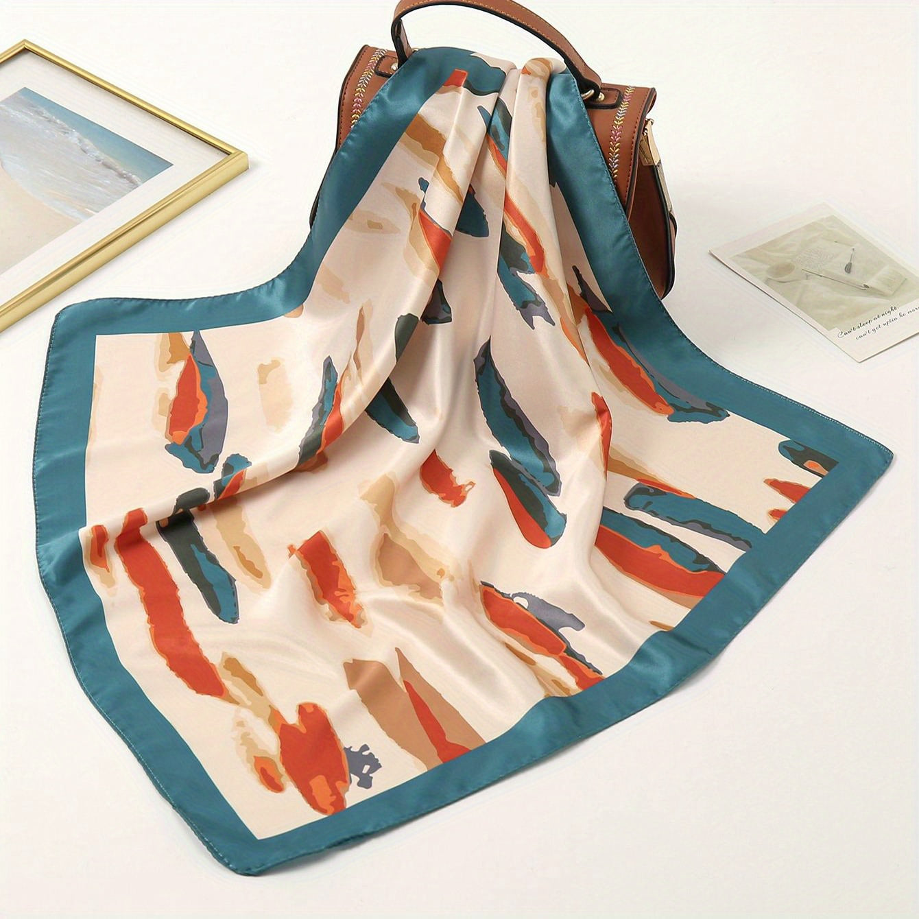 Colorful Tid Dye Print Bandana Graffiti Satin Square Scarf Neckerchief