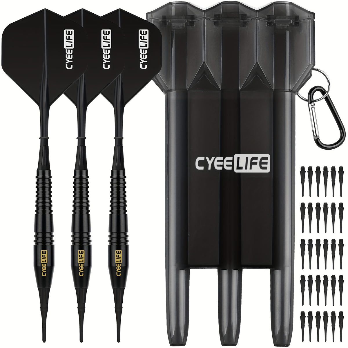 CyeeLife 18g Soft Tip Darts Set with Carry Case & 30 Extra Points