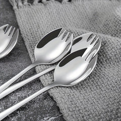 4PCS Stainless Steel Spork Salad Spoon Fork Honey Dessert Ice Cream Scoop Fork