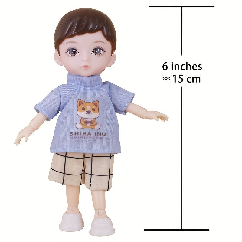 6" BJD Boy Doll Set with Clothes & Greeting Card