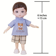 6" BJD Boy Doll Set with Clothes & Greeting Card