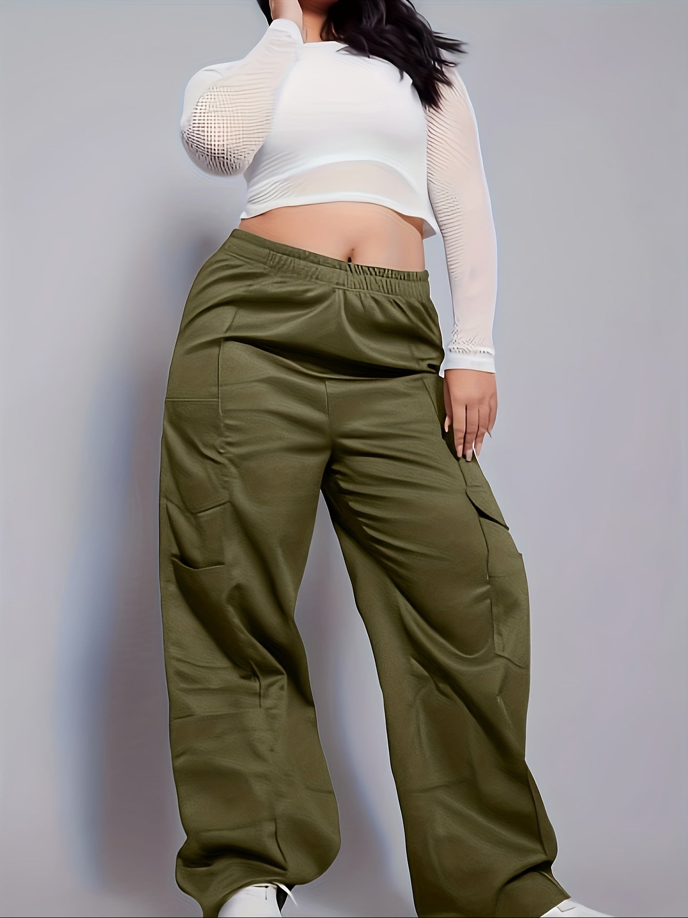  High Rise Straight Leg Pants with Pockets