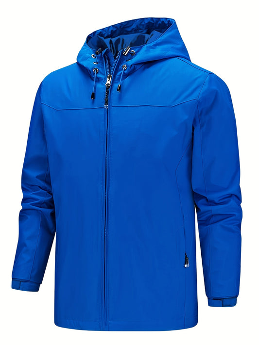 Men's Waterproof Hooded Jacket with Zipper Pocket