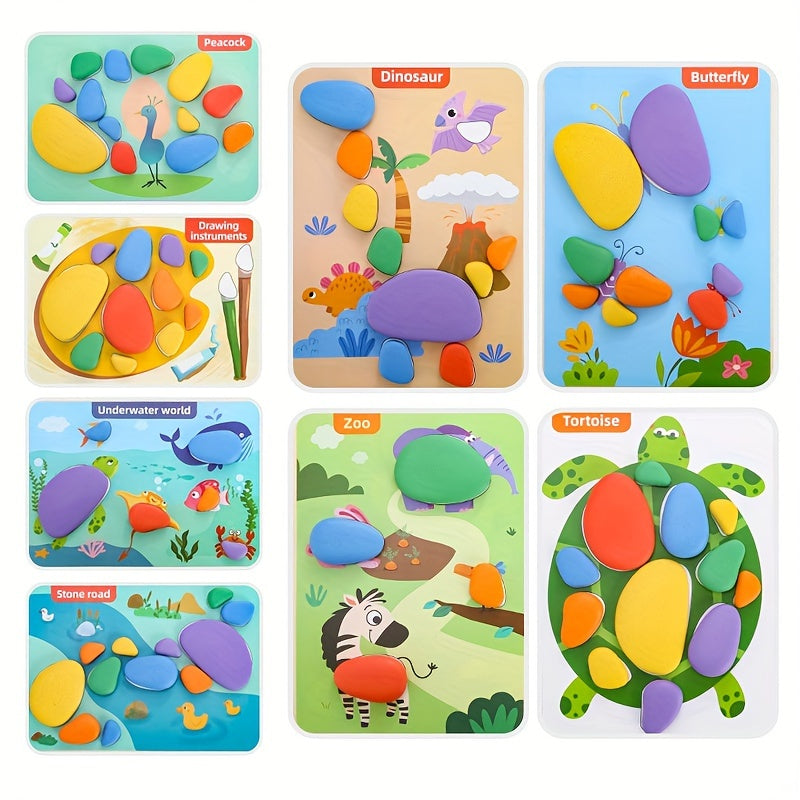 Rainbow Pebbles Stone Toys Educational Desktop Game