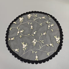 Embroidered Lace Bridal Short Layered Round Veil Headscarf Church Hat