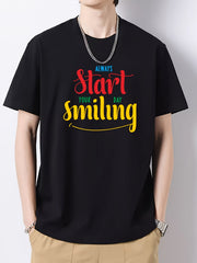 Men's Colorful Letters Print Slim Fit Top For Spring Summer