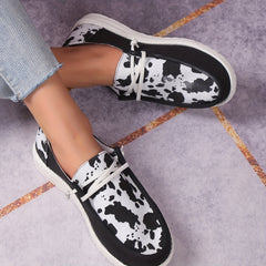 Cow Pattern Sneakers Low Top Canvas Shoes for Women