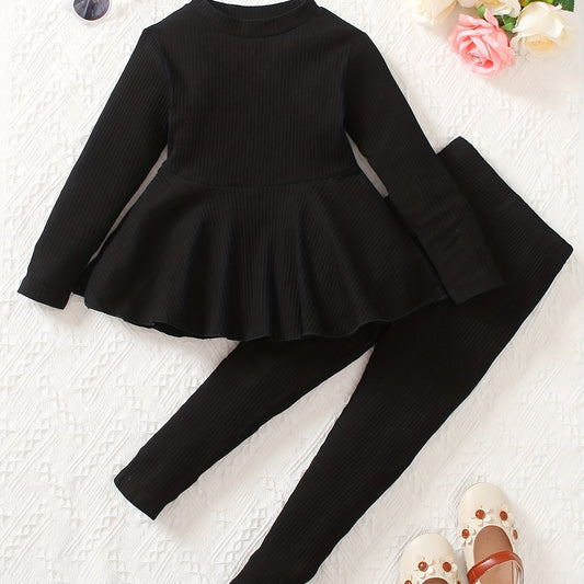Girls Striped Top & Legging Pants 2pcs Set
