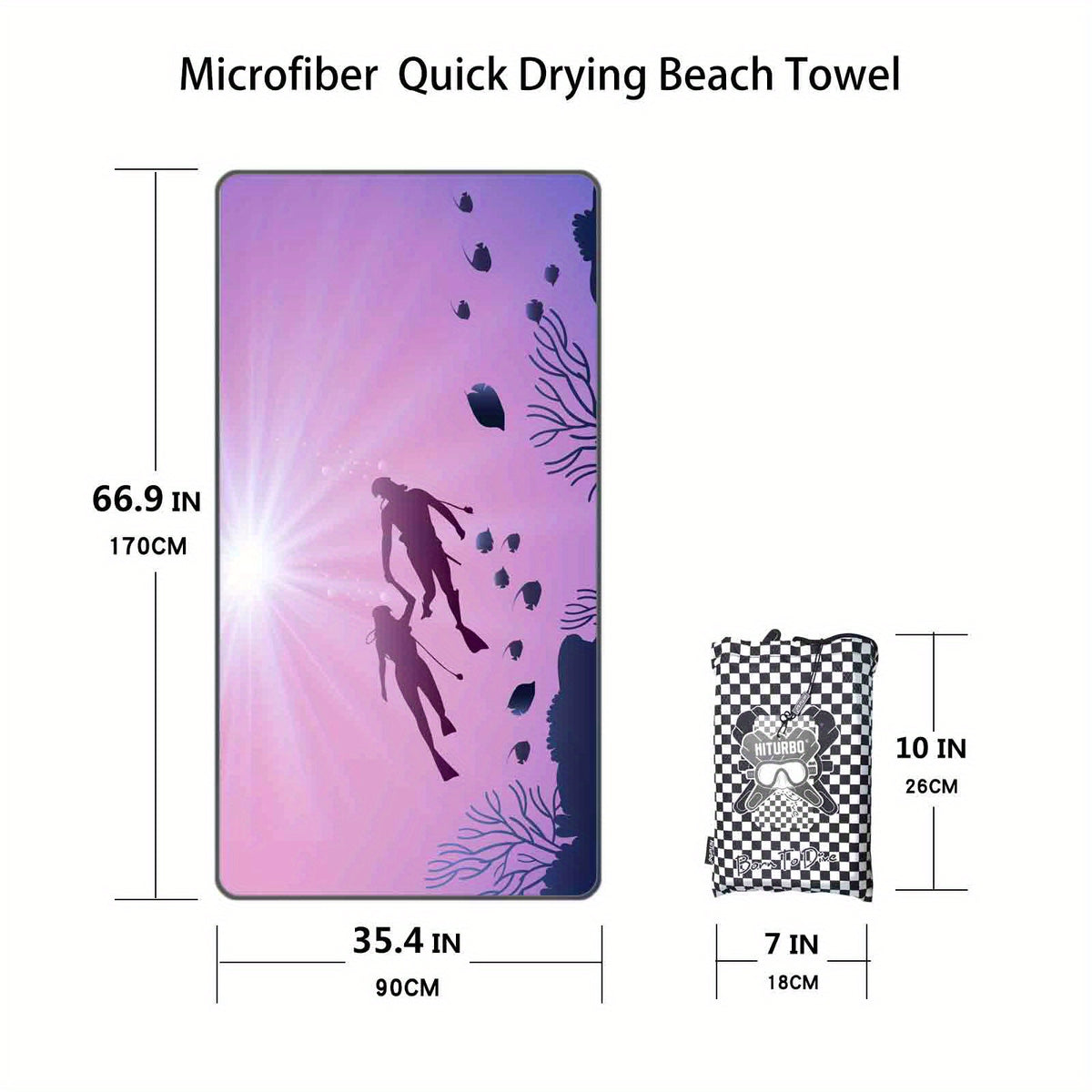 Turbo Microfiber Beach Towel Quick Drying Sand Proof Swim Towel